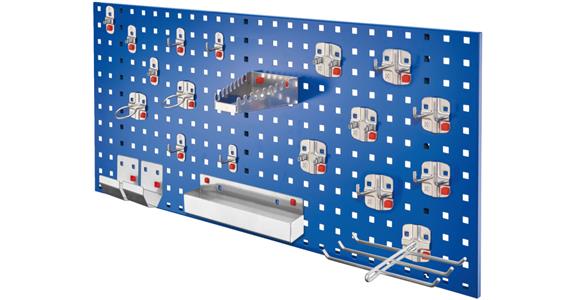 Einsteiger-Set 7 1xLochplatte enzianblau 450x1000 mm 21xWerkzeughalter alufarben