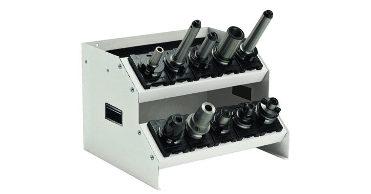1083951601 CNC-Tischaufsatzgestell 2 Etagen 300x425x375mm Stahlblech RAL 7035 ohne Einsätze