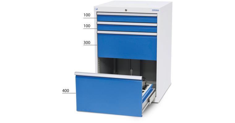 CNC drawer cabinet 4 drawers 2x100 1x300 1x 400mm 705x736x1019mm 5012
