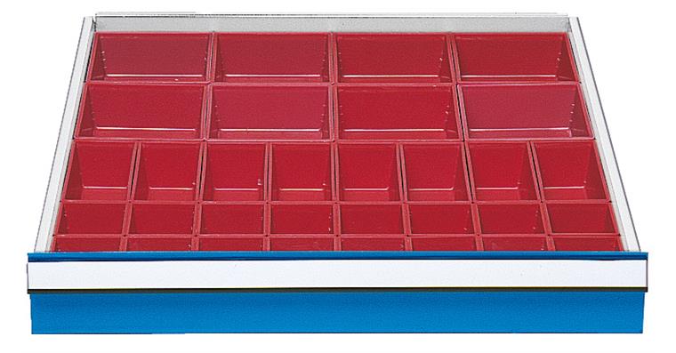 Drawer fixture, 24 small parts boxes for 70/705 mod. 704 height 100+125 mm