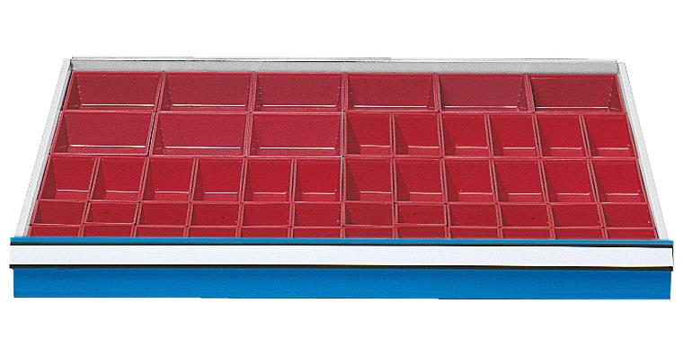 Drawer fixture, 51 small parts boxes for se. 100/1005 mo. 1004 H=100+125 mm