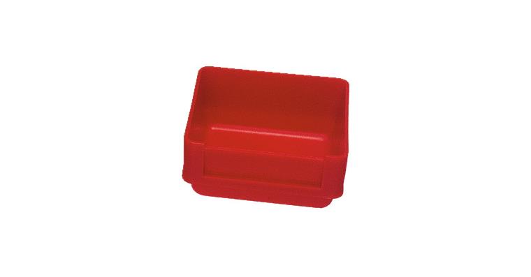 Small parts boxes 75x75mm red impact-resistant polystyr. box ht. 28 pack=16 pcs