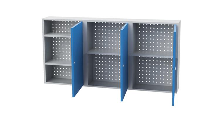 1084848104 Hanging cabinet HxWxD 750x1500x200mm 3 doors 4 shelves hous./doors RAL7035/5012