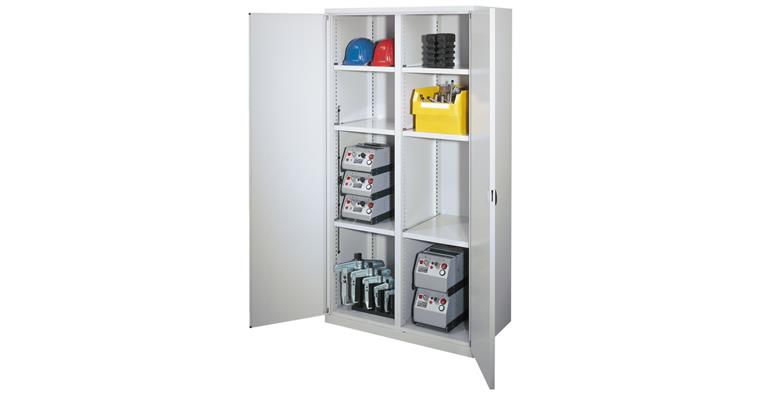 Schwerlastschrank m. Mitteltrennwand Vollblechtüren 1950x1000x600 RAL 7035