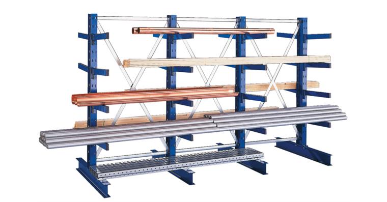 Kragarm-Grundregal doppelseitig IPE 140 4 Kragarme 2500x1000x800 mm Mittel