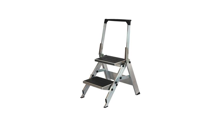 1085868102 Aluminium-Sicherheitstreppe mit Sicherheitsbügel 2-stufig Standhöhe 0,46 m