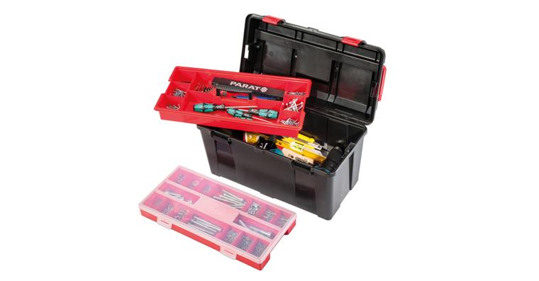 Tool box black impact-resistant polypropylene 480x255x260 mm empty