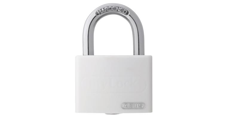 Padlocks myLock shackle diameter 6.5 mm white 43x18x61.5 mm
