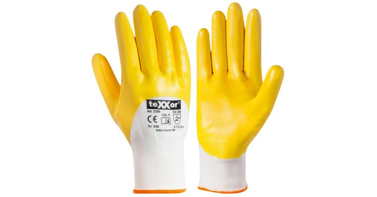 Polyester-Strickhandschuh Nitril gelb VE=12 Paar Gr.11