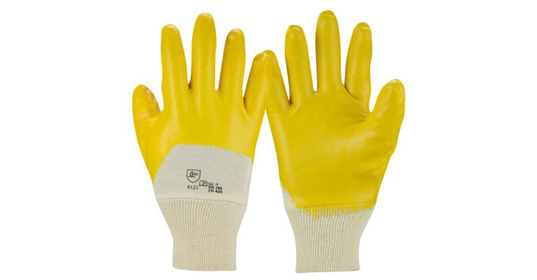 Baumwoll-Strickhandschuh Nitril gelb VE=12 Paar Gr.9