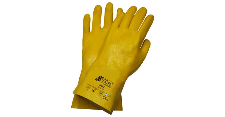 Nitrile glove fully-coated yellow with cuff PU=12 pairs size 10