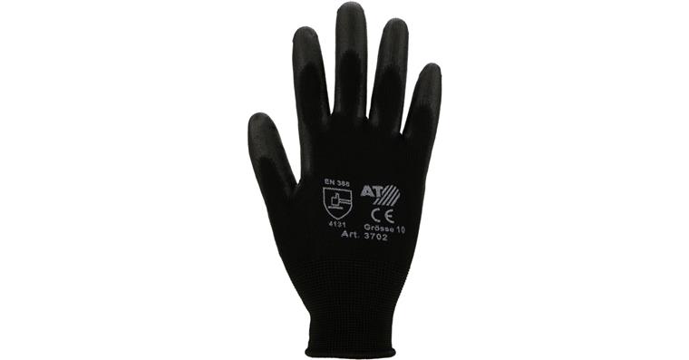 1002683696 Black PU knitted glove pack of 12 pairs size 11