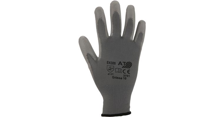 1002683693 Knitted glove PU grey size 7, 12 pairs