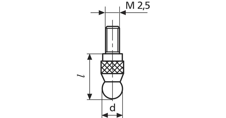 Hartmetall Kugel-Messeinsatz 906 H, Ø 6,35 mm