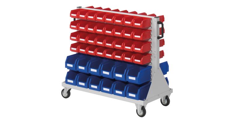 1083416591 Trolley 890x1000x500mm double-sided w/ easy-view storage bins 24xsz6 64xsz7