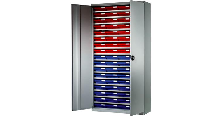 1083530501 Storage cabinet H1950xW1000xD410 mm including 68 boxes RAL 7035