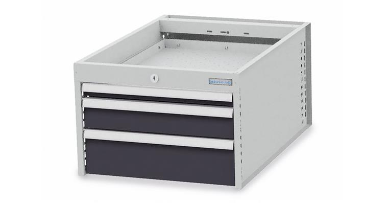 Suspended drawer block W555xD736xH208mm 3 drawers RAL7035/7016