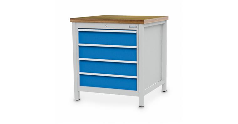 Cabinet workbench W810XD750XH859mm 4x drawers RAL7035/5012