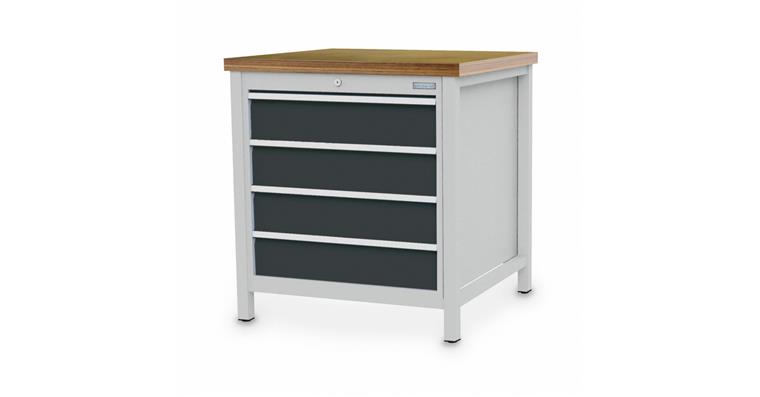 Cabinet workbench W810XD750XH859mm 4x drawers RAL7035/7016