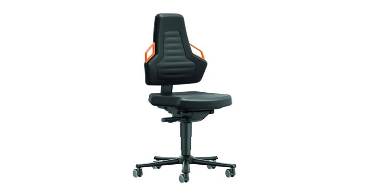 Arbeitsdrehstuhl Nexxit 2 Sitzhöhe 450-600mm mit Rollen PU-Schaum Griff orange