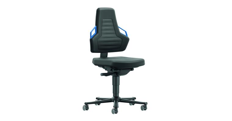 Arbeitsdrehstuhl Nexxit 2 Sitzhöhe 450-600mm mit Rollen Supertec Griff blau