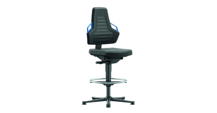 Arbeitsdrehstuhl Nexxit 3 Sitzhöhe 570-820mm mit Gleiter Supertec Griff blau