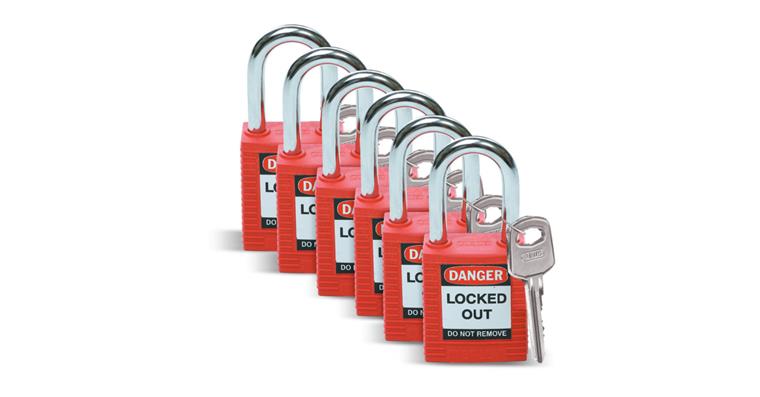 1002623029 Sicherheitsschlösser aus Stahl, Pack à 6 Stück