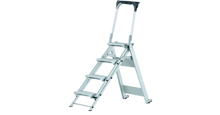 Safety steps with safety bar, folding, 4 steps platform height 0.88 m