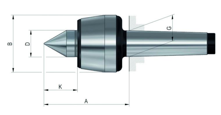 Mitlauf. Körnerspitze 60° standard MK 4 Gr. 108 H