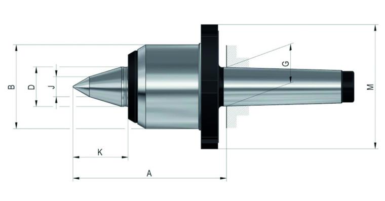 Synchronously running punch tip 400 NC tip ang. 60° w/draw-off nut size 485 MK 5