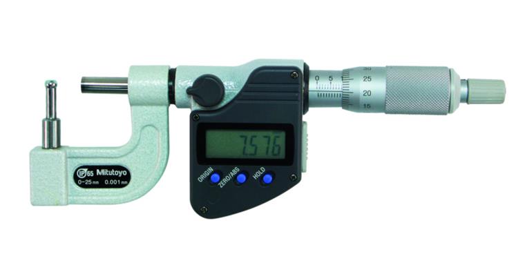 Digital-Bügelmessschraube 0-25 mm IP65 mit gewölbten Flächen Typ C und DA