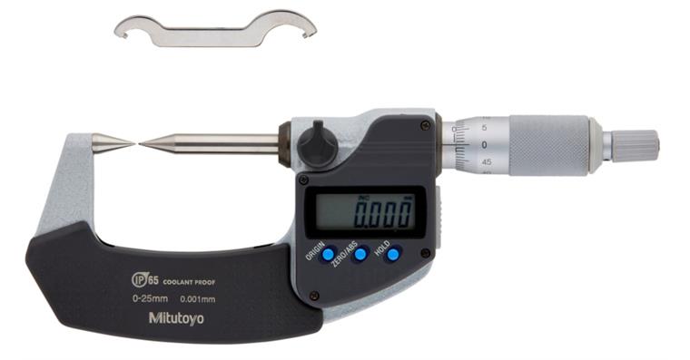 Digital-Bügelmessschraube 50-75 mm IP65 spitze Messflächen 30° und Datenausgang