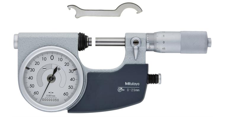 1001352352 IP54 precision pointer micrometer 0-25 mm, lifting device right
