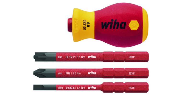 1001619930 WIHA VDE Stubby bit holder screwdriver with 3 slimVario blades