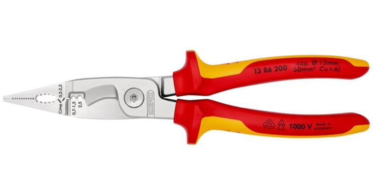 VDE-Elektro-Installations-Zange geschraubtes Gelenk ohne Öffnungsfeder 200 mm