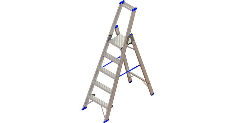 ATORN Alu-Stufenstehleiter mit Plattform 5 Stufen, 1-seitig
