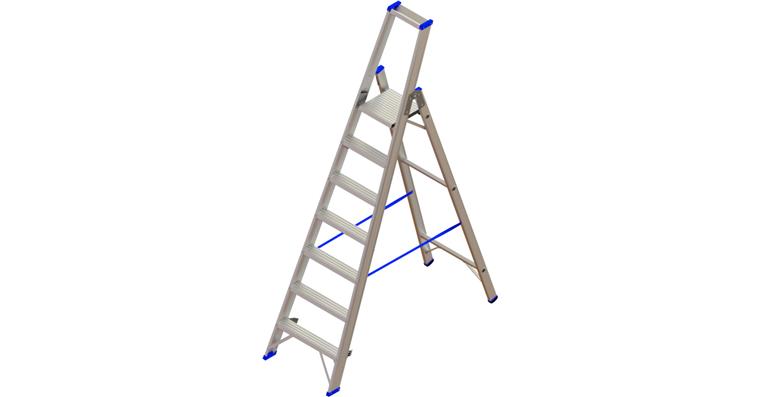 ATORN aluminium step ladder with platform 7 steps, 1-sided