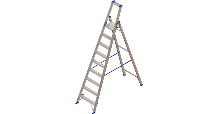 ATORN Alu-Stufenstehleiter mit Plattform 9 Stufen, 1-seitig