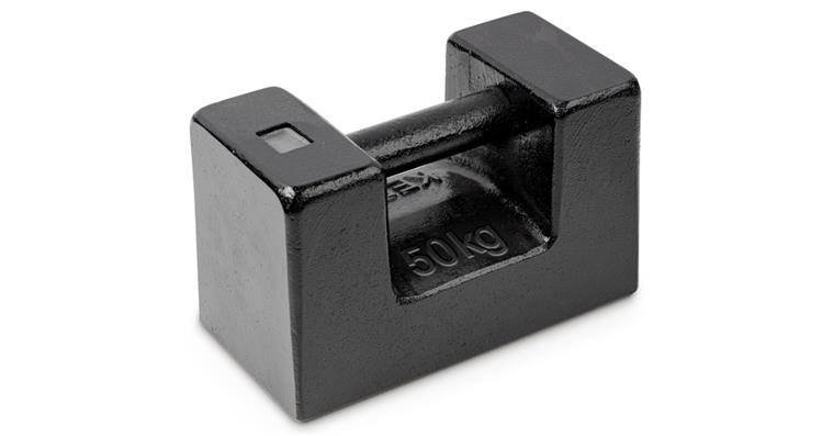 1038435121 Prüfgewicht, OIML-Klasse M2, Nennwert 50 kg, Block, Gusseisen lackiert