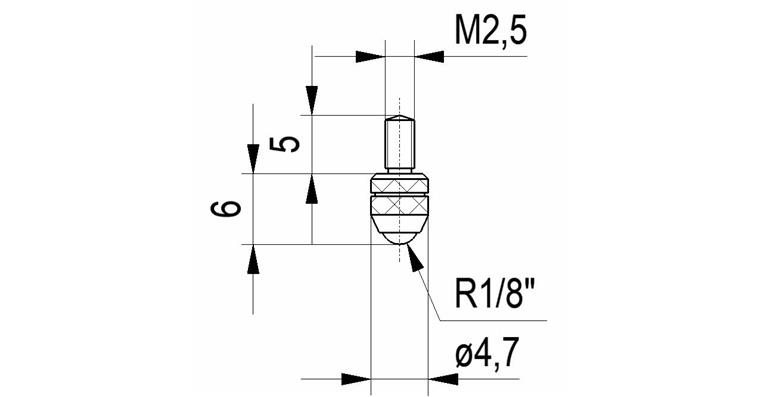 LIZZARD Kugeltaster Nr.12a für Messuhren und Feinzeiger A-Gew. M2,5 HM-Einsatz 3 mm
