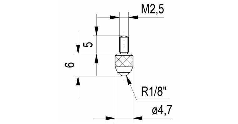 LIZZARD Kugeltaster Nr.12b für Messuhren und Feinzeiger A-Gew. M2,5 Keramik-Einsatz 3 mm