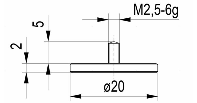 LIZZARD Flachtaster Nr. 21 für Messuhren und Feinzeiger A-Gew. M2,5 20 mm Ø