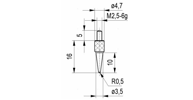 1033114102 LIZZARD Spitztaster Nr. 2 für Messuhren und Feinzeiger A-Gew. M2,5 0,5 Radius