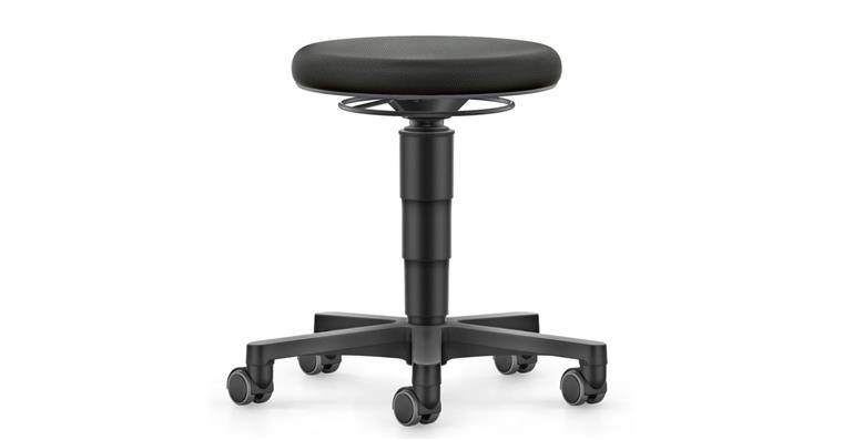 Allround Hocker mit Rollen Stoff Farbring grau