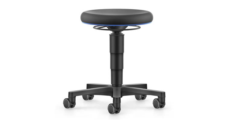 Allround Hocker mit Rollen PU-Schaum Farbring blau