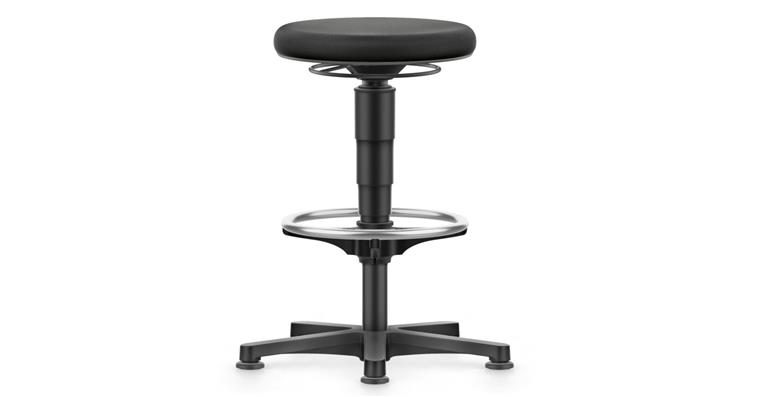 Allround Hocker hoch mit Gleiter und Ring Stoff Farbring grau