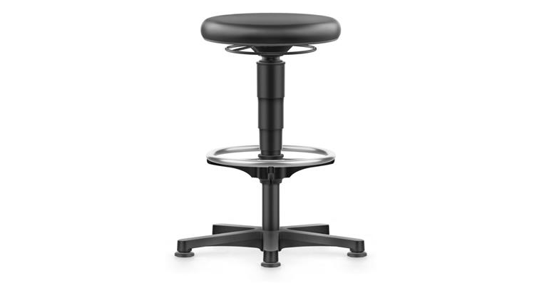 Allround Hocker hoch mit Gleiter und Ring Kunstleder Farbring grau