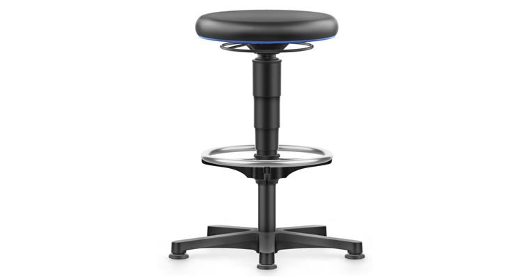 1082474106 Allround Hocker hoch mit Gleiter und Ring Kunstleder Farbring blau