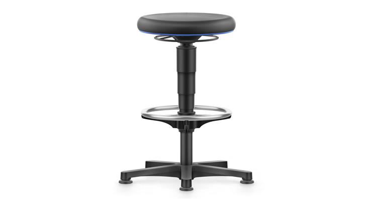 Allround Hocker hoch mit Gleiter und Ring PU-Schaum Farbring blau