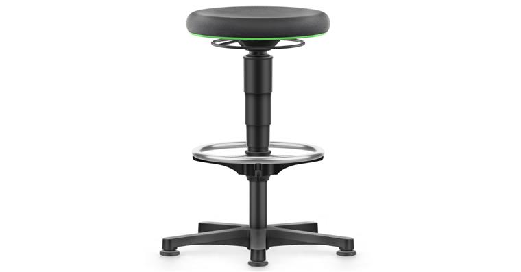 Allround Hocker hoch mit Gleiter und Ring Supertec Farbring grün